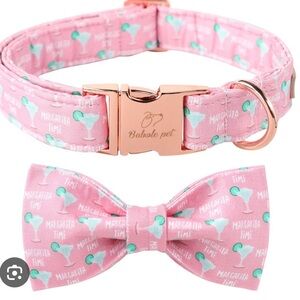 Pink Margarita Dog Collar with Bow Tie NWOT